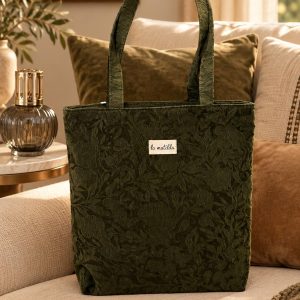 Bolsa tote pequeña floral verde botella · La Matilda